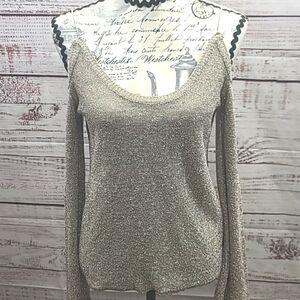 Arzu Sabanci for KOTON Off the shoulder metallic knit